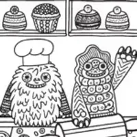 Monster Mix-Up in the Bakery Coloring Page