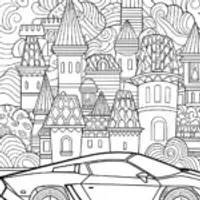 Lamborghini in the Enchanted City Coloring Page