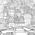 Lamborghini in the Enchanted City Coloring Page
