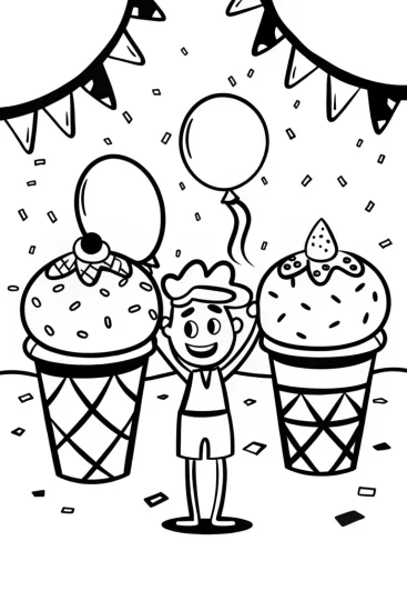 A coloring page of Ice Cream Connoisseur’s Festival Coloring Page