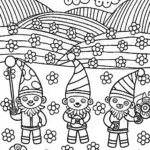 Gnome Gathering in the Enchanted Meadow Coloring Page
