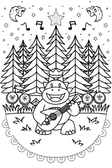 A coloring page of Bowser’s Enchanted Starlight Concert Coloring Page