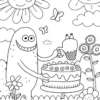 Monster Garden Party Coloring Page