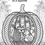 Raccoon Reading to Squirrel in a Pumpkin Coloring Page
