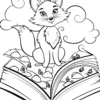 The Friendly Fox and the Enchanted Book Coloring Page