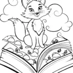 The Friendly Fox and the Enchanted Book Coloring Page