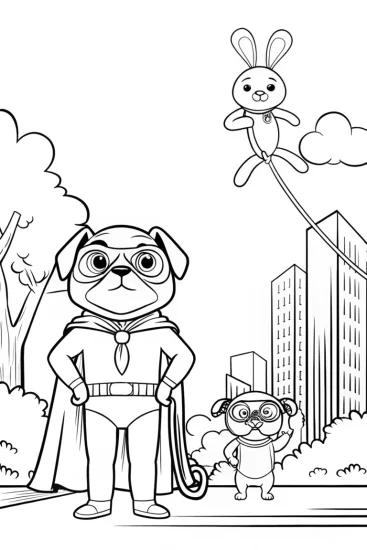 A coloring page of The Superhero Pet Rescue Team Coloring Page