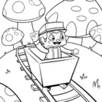Minecraft Character’s Minecart Adventure Coloring Page