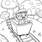 Minecraft Character’s Minecart Adventure Coloring Page
