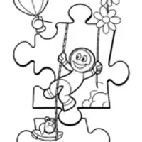 Huggy Wuggy’s Puzzle Playground Coloring Page