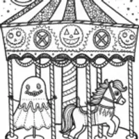 The Enchanted Halloween Carousel Coloring Page