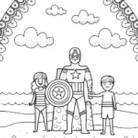 Captain America Beach Day Coloring Page