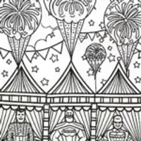 Batman at the Whimsical Gadget Fair Coloring Page