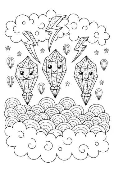 A coloring page of Lightning Bolt Race Through Fantasy Islands Coloring Page