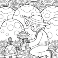 Goku’s Galactic Garden Coloring Page