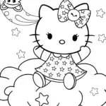 Hello Kitty’s Fantastic Starry Adventure Coloring Page