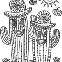 Cuddly Cactus Friends Coloring Page