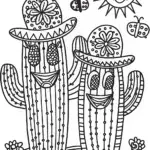 Cuddly Cactus Friends Coloring Page