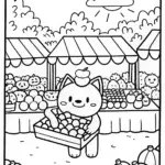 Meowth’s Magical Market Day Coloring Page