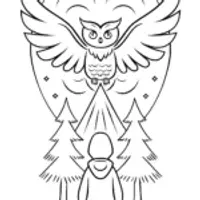 Demon Slayer and Wise Owl Spirit Coloring Page