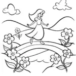 Jasmine Dancing on the Blossom Bridge Coloring Page