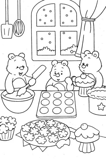 A coloring page of Care Bear Baking Bonanza Coloring Page
