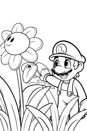 A coloring page of Bowser’s Garden of Mischief Coloring Page