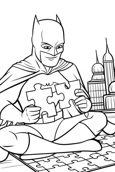 A coloring page of Batman and the Puzzle Prowlers Coloring Page