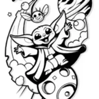 Baby Yoda’s Galactic Space Ride Coloring Page