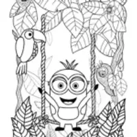 Minion’s Wild Jungle Adventure Coloring Page