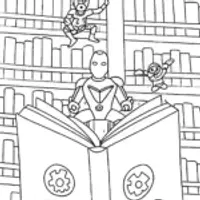 Avengers in an Enchanted Library Coloring Page