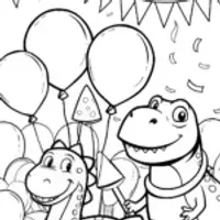 Dino Balloon Festival Coloring Page