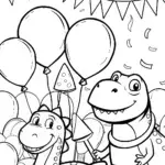 Dino Balloon Festival Coloring Page