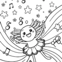 Axolotl’s Cosmic Dance Party Coloring Page