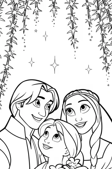 A coloring page of Madrigal Family Under the Stars Coloring Page