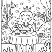Gabby’s Underwater Tea Party Coloring Page