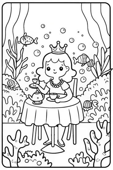 A coloring page of Gabby’s Underwater Tea Party Coloring Page