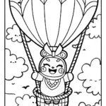 Kuromi’s Adventurous Balloon Ride Coloring Page
