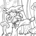 Goku’s Enchanted Forest Training Coloring Page