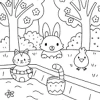 Easter Egg Hot Springs Retreat Coloring Page