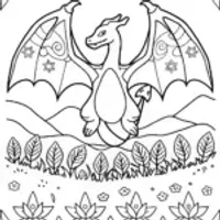 Charizard’s Magical Fire Dance Coloring Page