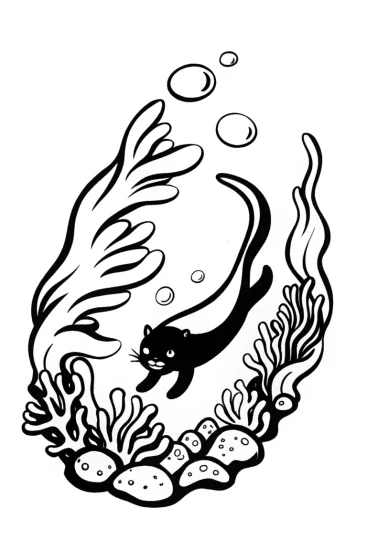 A coloring page of Black Panther Underwater Explorer Coloring Page