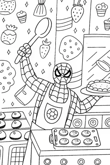 A coloring page of Miles Morales: Superhero Chef Coloring Page