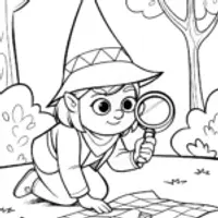 Gnome Adventurer on a Treasure Hunt Coloring Page