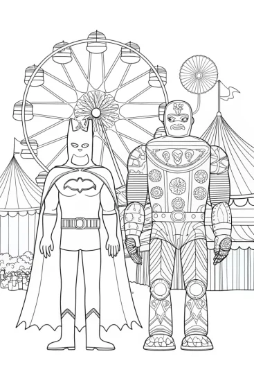 A coloring page of Batman and the Mechanical Menace Coloring Page