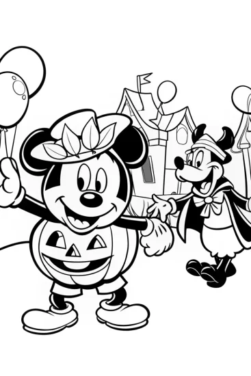 A coloring page of Mickey Mouse Halloween Costume Coloring Page