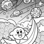 Kirby’s Dreamy Space Adventure Coloring Page