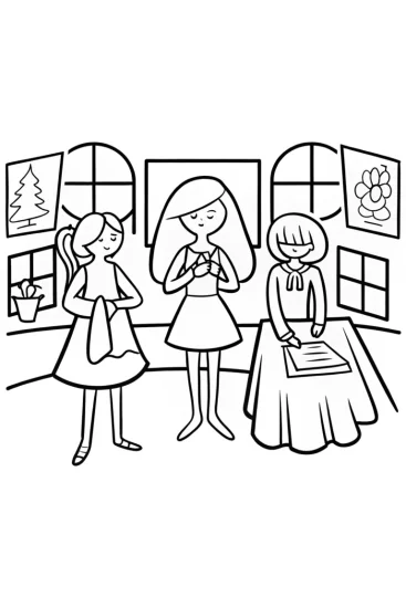 A coloring page of Rainbow High Creativity Workshop Coloring Page