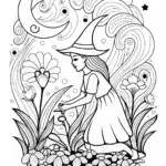 Witch’s Enchanted Garden Coloring Page