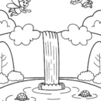 Rainbow Waterfall Wonders Coloring Page
